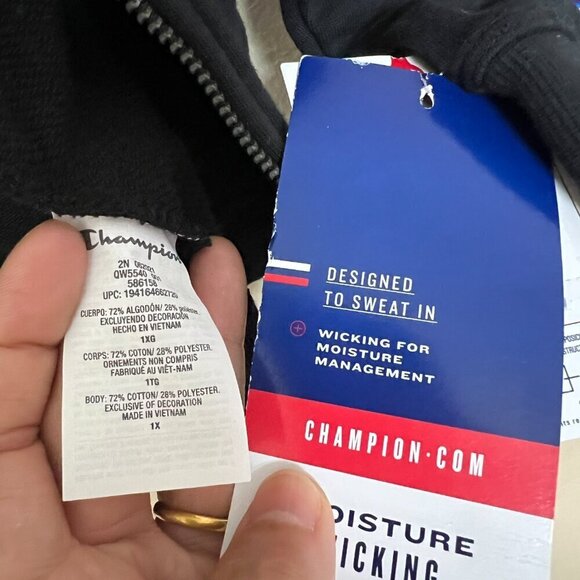 Champion Womens Plus Campus French Terry Zip Hoodie 1X Embroidered Logo Black - Picture 7 of 12